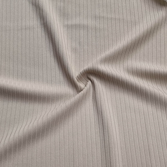 Beige Ribbed Knit Fabric