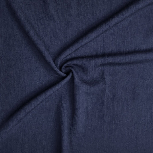 Navy Crinkled Viscose Fabric