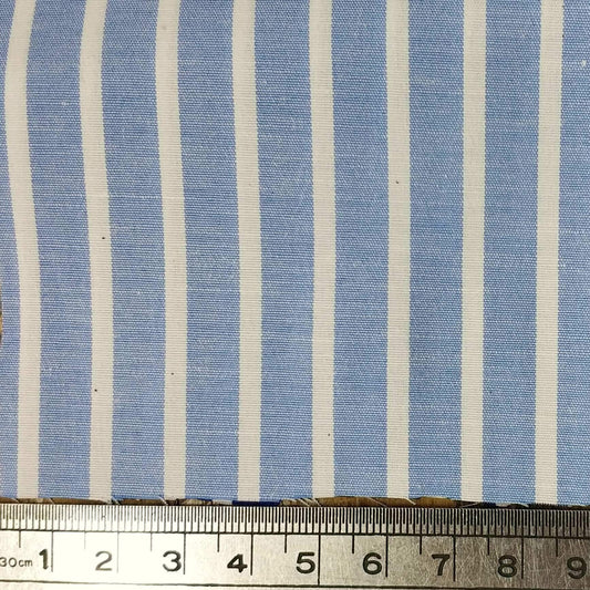 Sky Blue Striped Cotton Poplin with Lycra