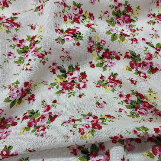 Crinkled Floral Viscose Voile
