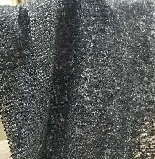 Semi‑Sheer Knit Fabric In Black