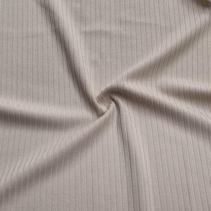 Beige Ribbed Knit Fabric