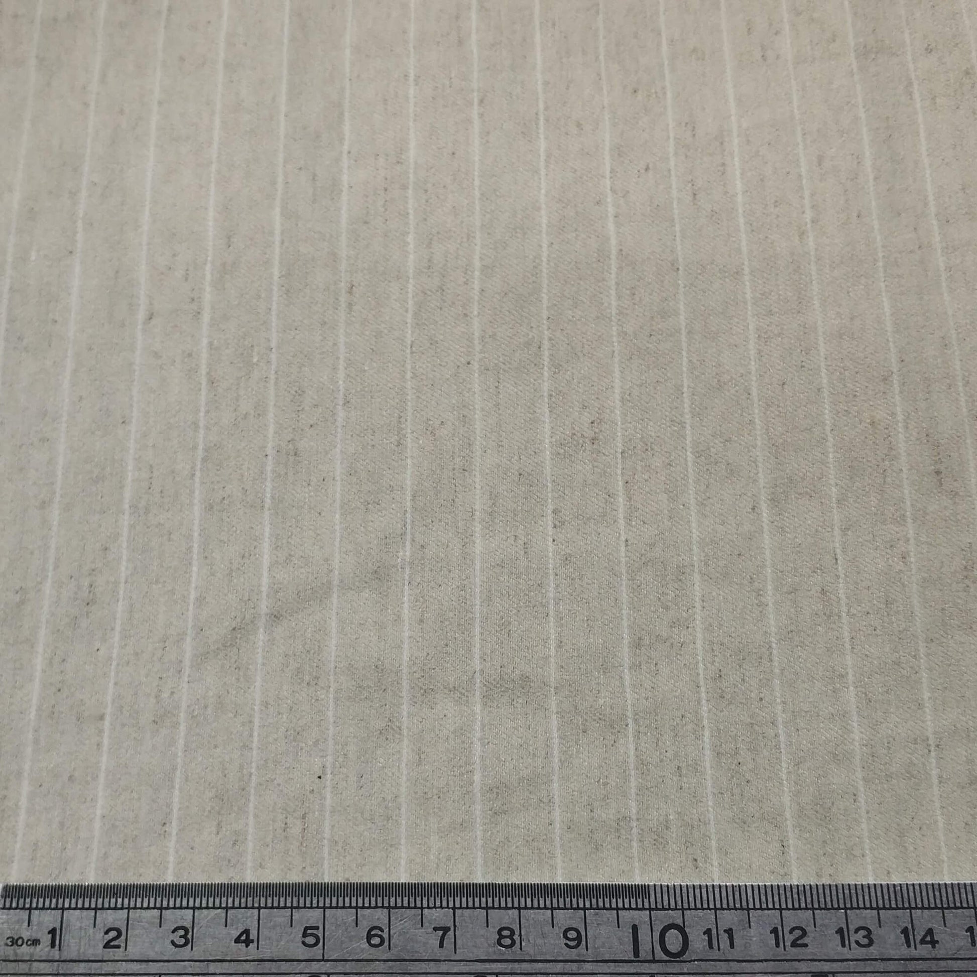 Bengaline Fabric In Beige Color With White Stripes