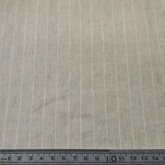 Bengaline Fabric In Beige Color With White Stripes