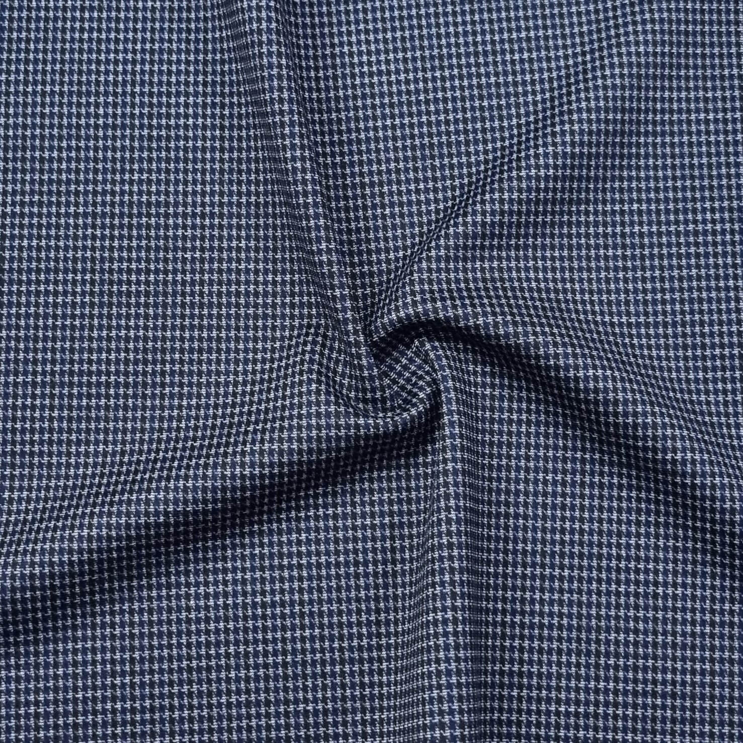 Micro Plaid Fabric In Black And Blue Colors