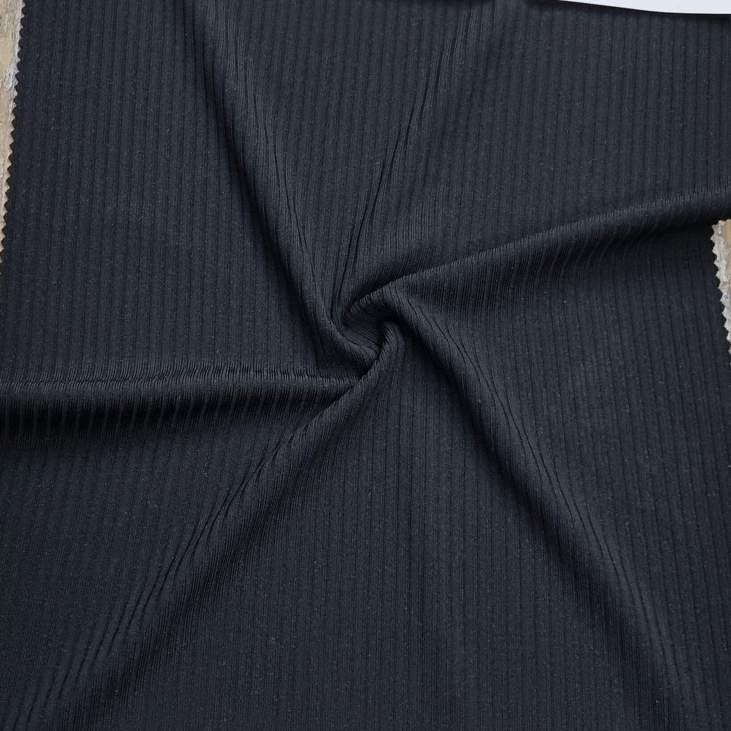 Black Ribbed Knit Fabric