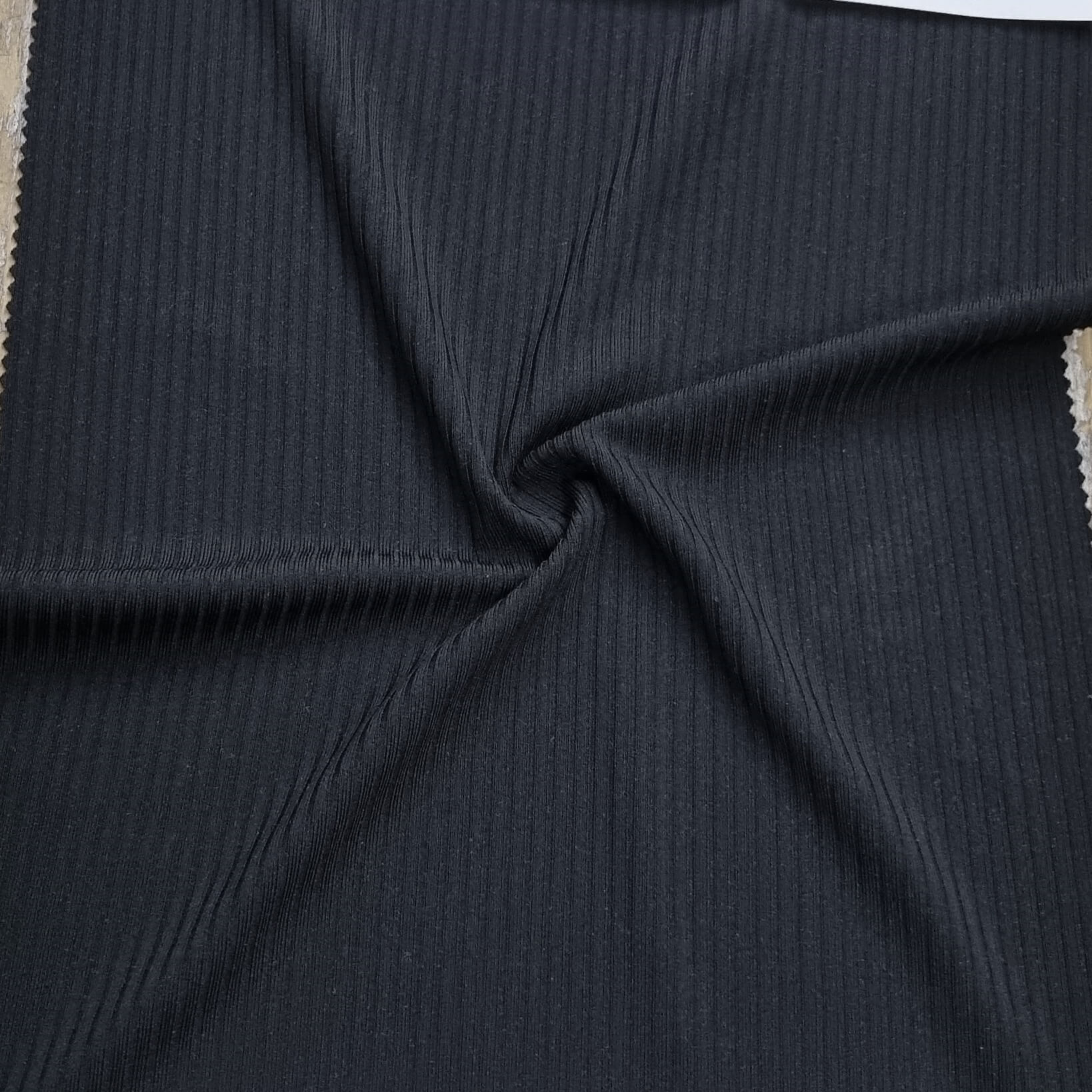 Black Ribbed Knit Fabric