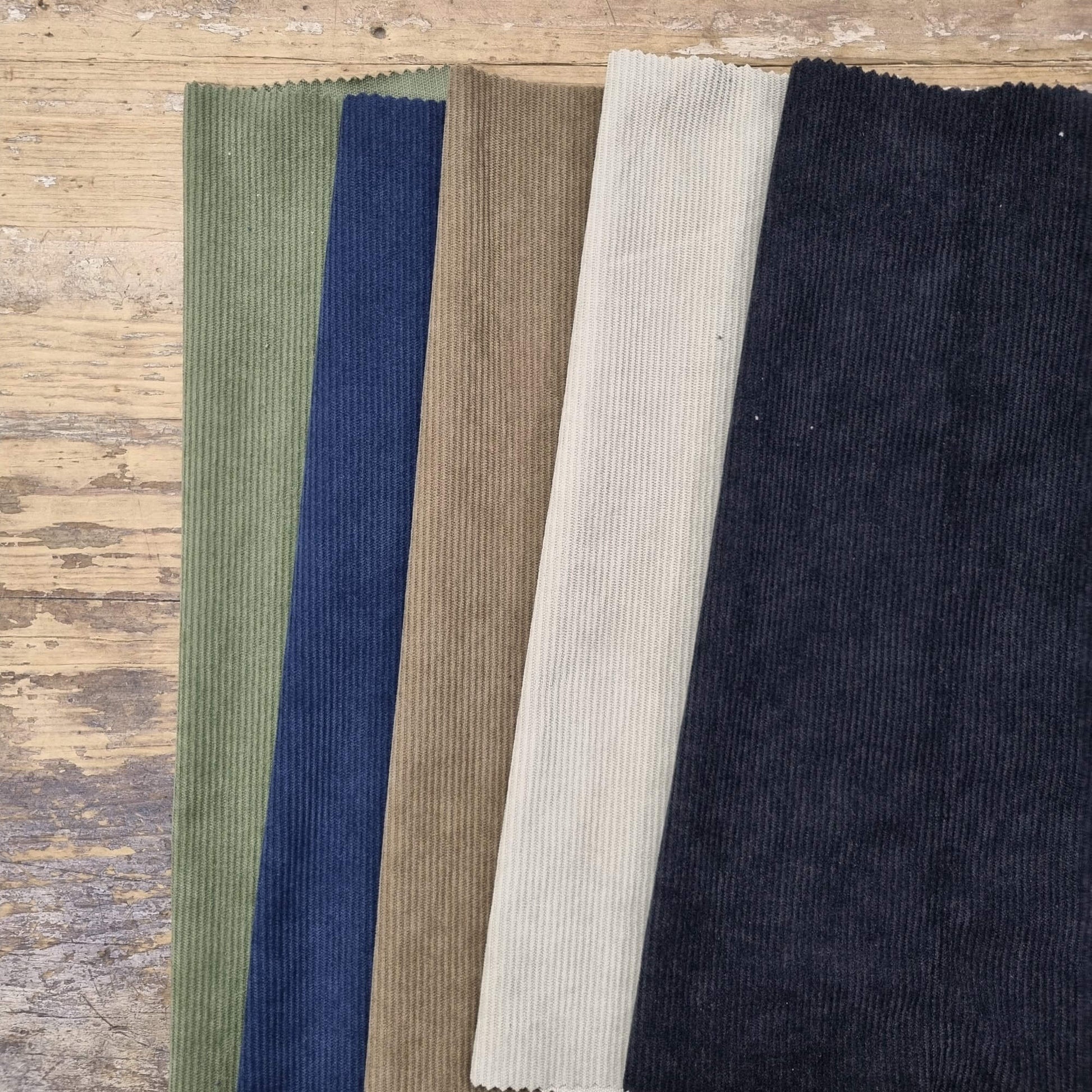 Corduroy Fabrics In Black, Blue, Stone, Green And Brown Colors