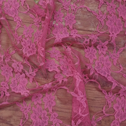 Fuchsia Floral Lace Fabric 