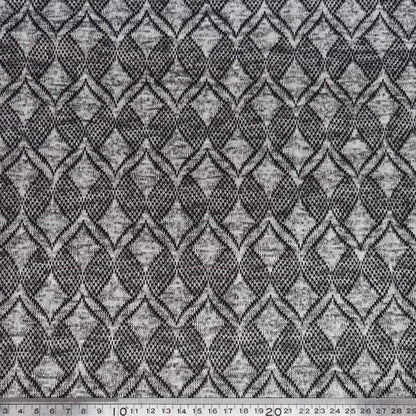 Textured fabric with a geometric pattern in black and gray