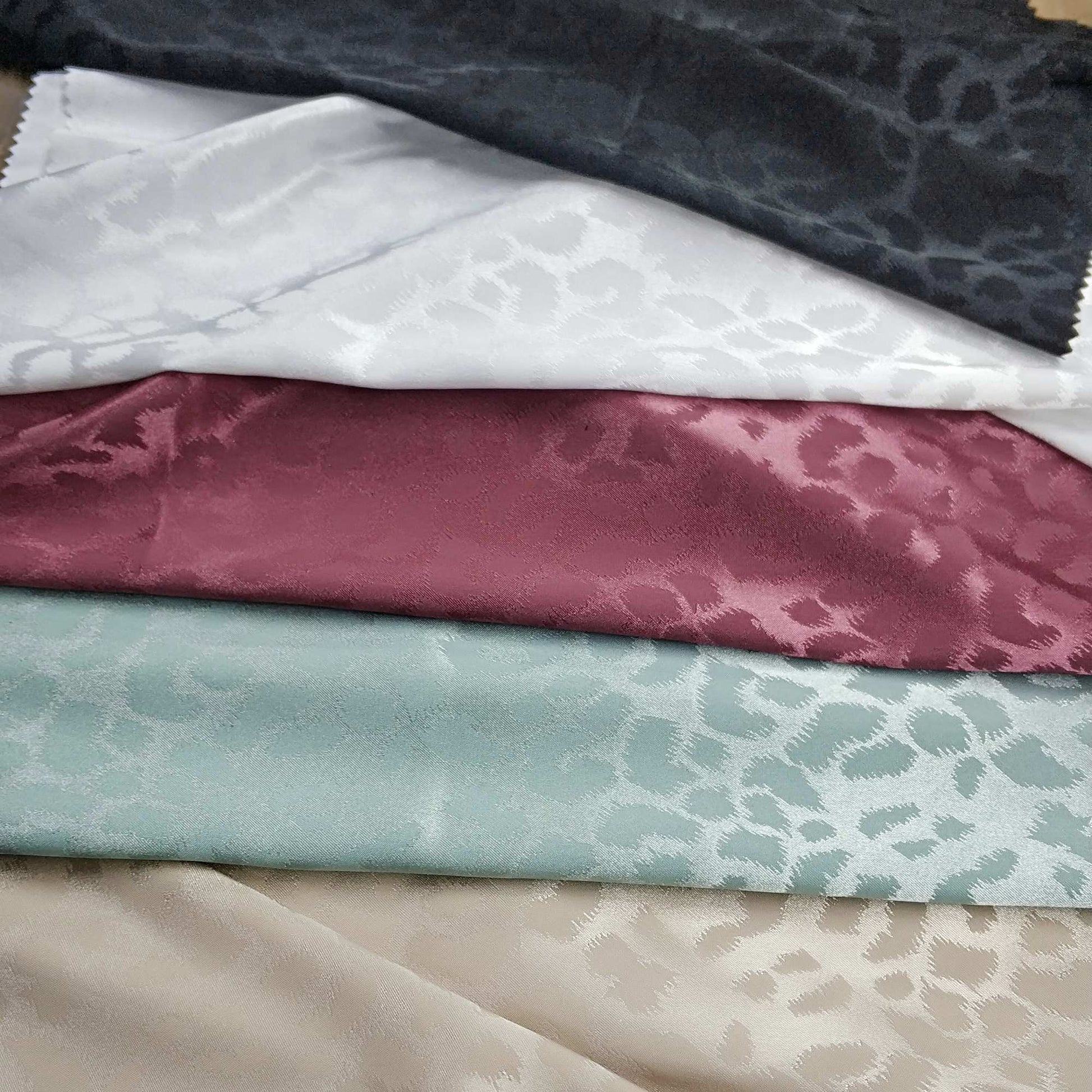  Satin Fabric Featuring Leopard Print In Varius Colors