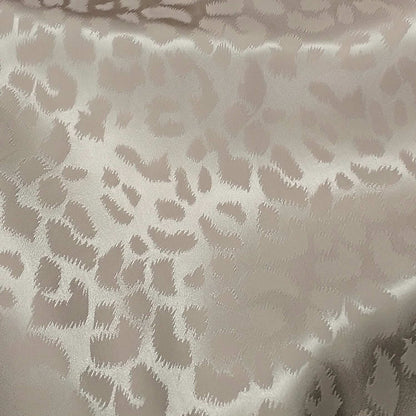  Satin Fabric Featuring Leopard Print In Beige
