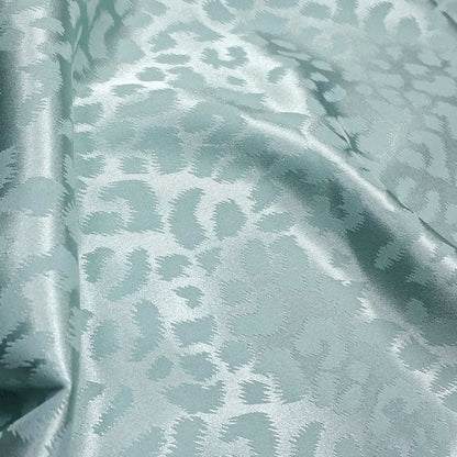  Satin Fabric Featuring Leopard Print In Light Green