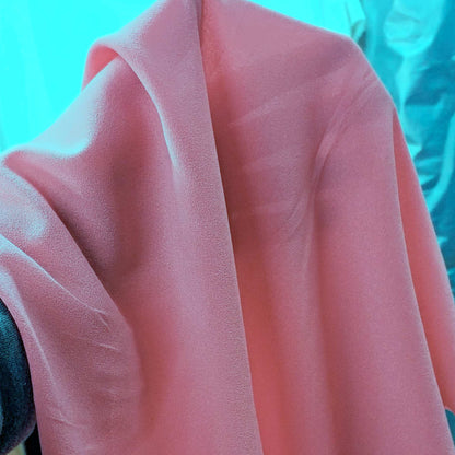 Coral Pink Semi‑Sheer Crepe Fabric
