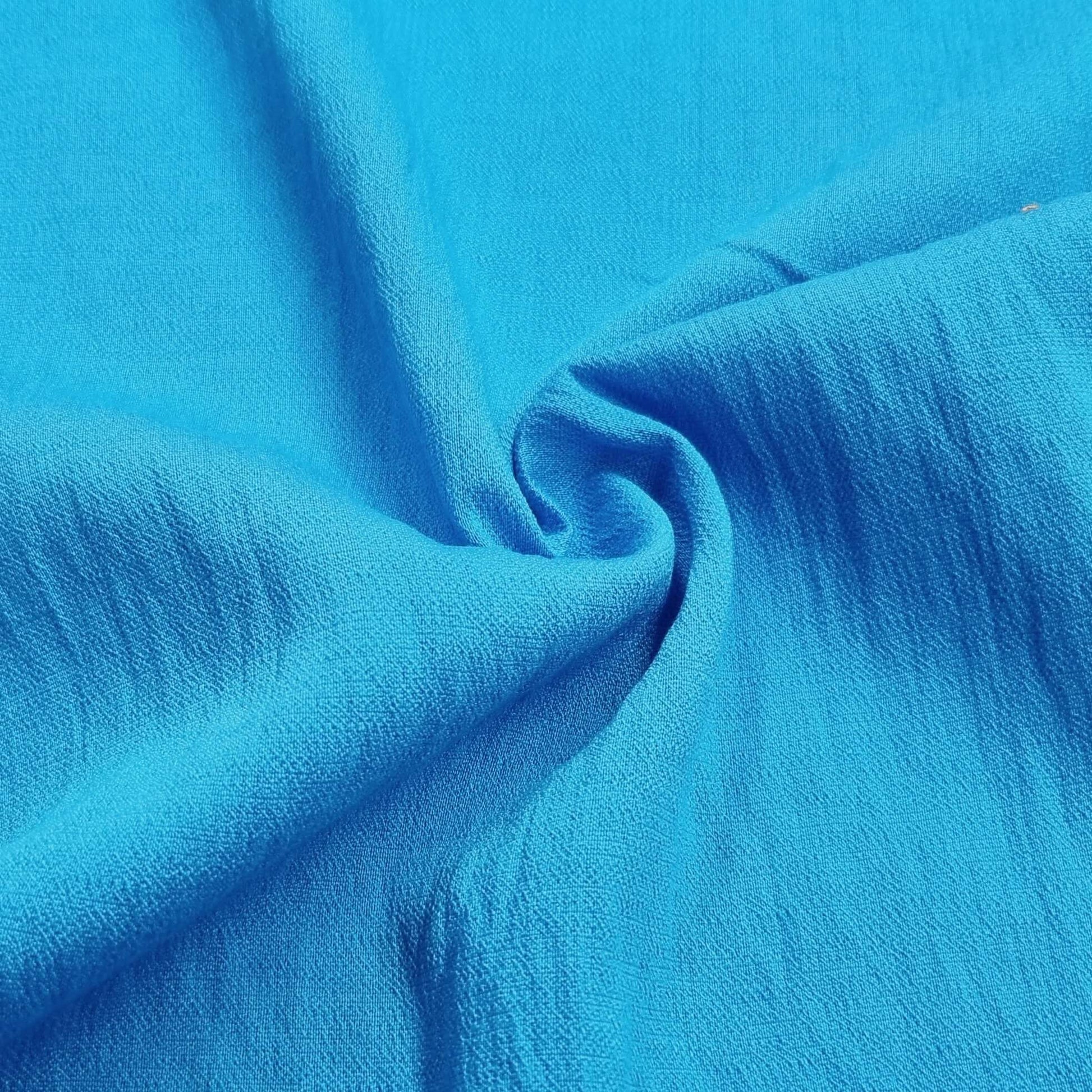 Lightly Crinkled Linen‑Look Fabric In Deep Baby Blue