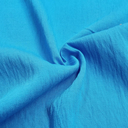 Lightly Crinkled Linen‑Look Fabric In Deep Baby Blue