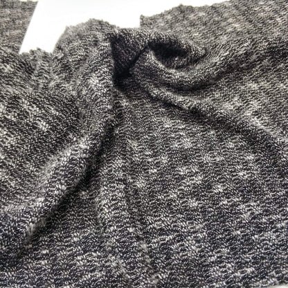 Rib Knit Fabric In Black With White Spots