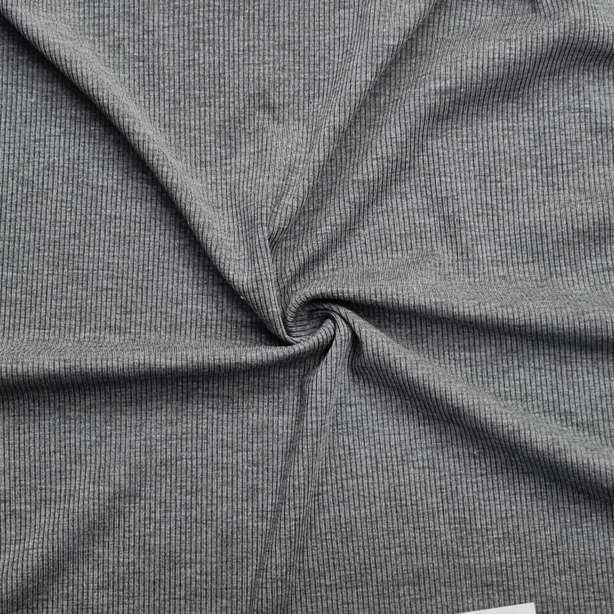 A 1×1 rib knit fabric In Gray Color
