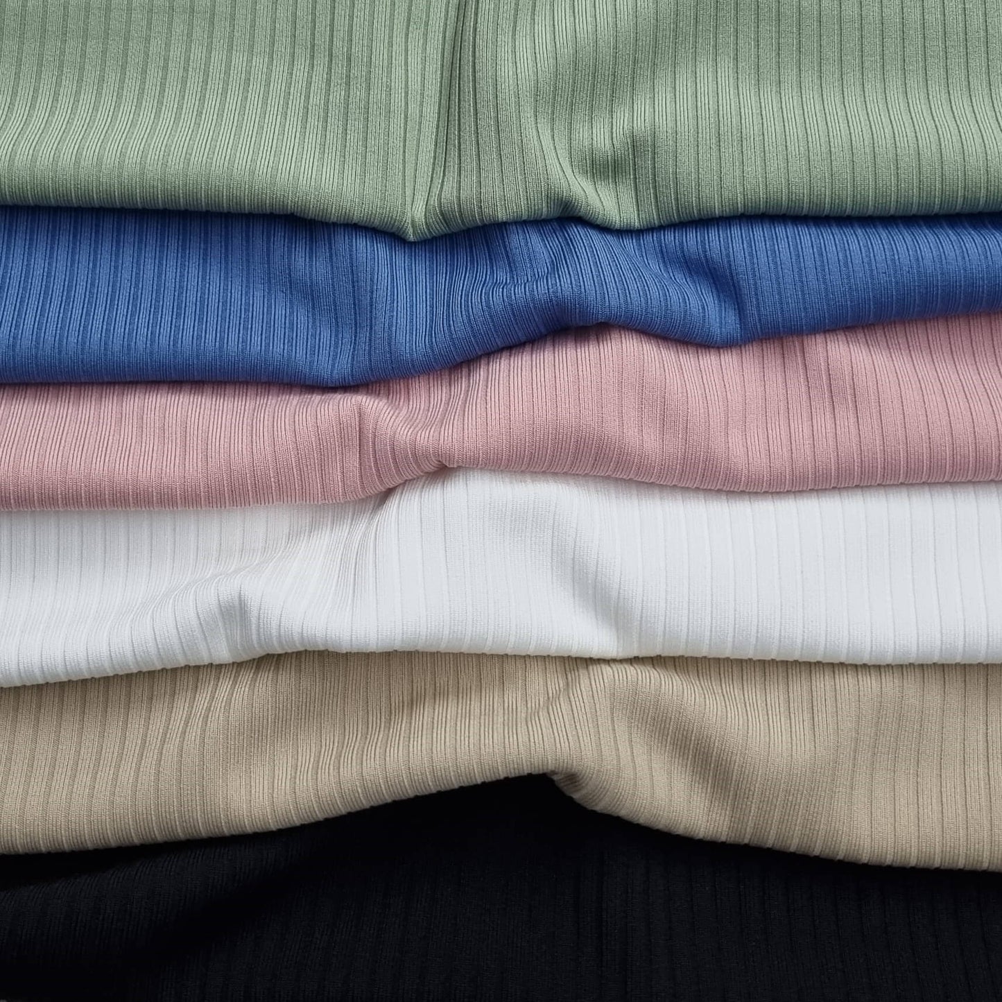 Ribbed Knit Fabric In Various Colors.
