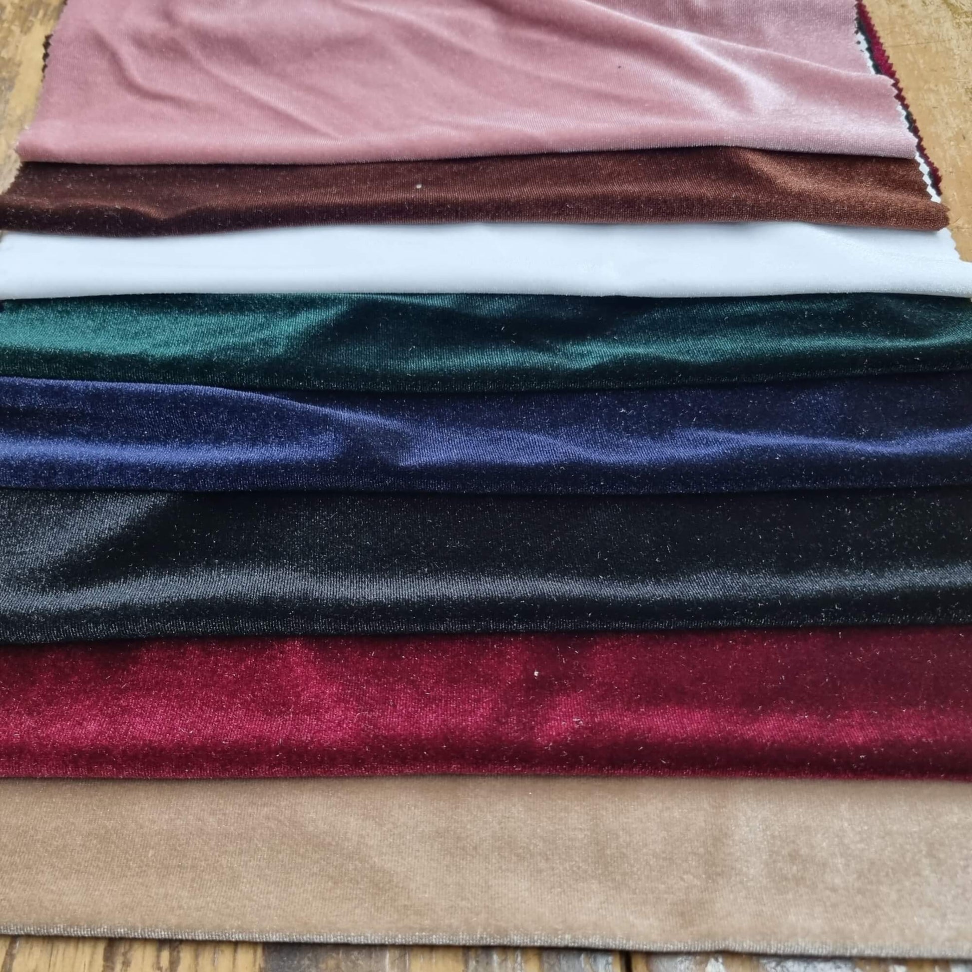 Stack Of Various Colored Velvet Fabrics
