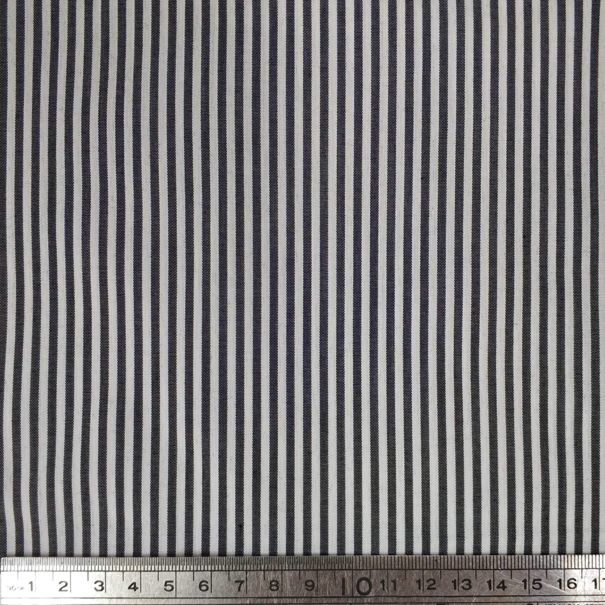 Black Striped Cotton Poplin with Lycra