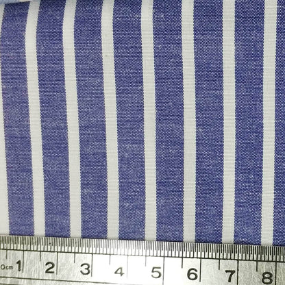 Blue Striped Cotton Poplin with Lycra