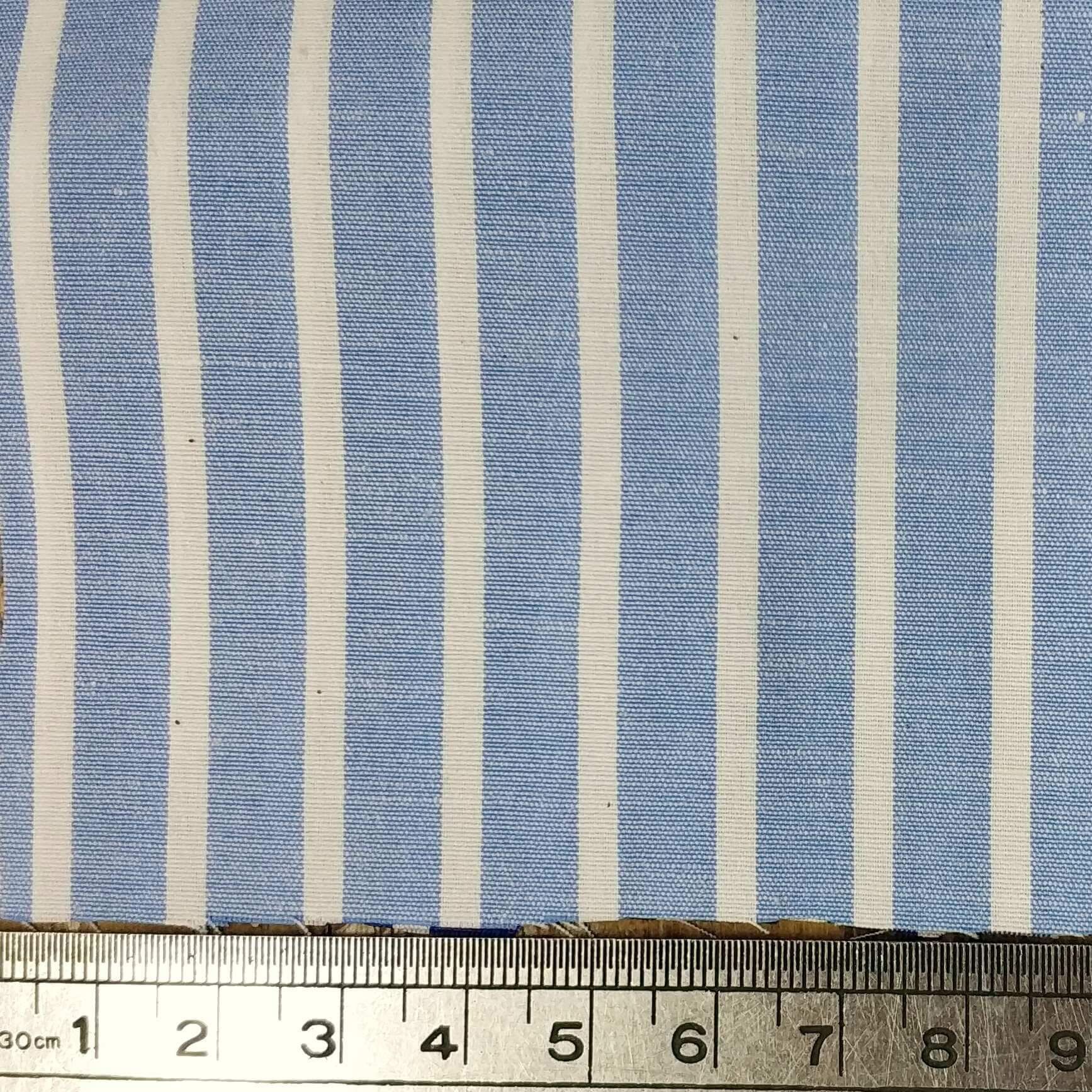 Sky Blue Striped Cotton Poplin with Lycra