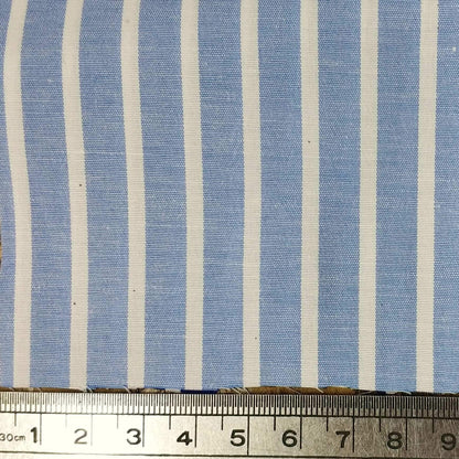 Sky Blue Striped Cotton Poplin with Lycra