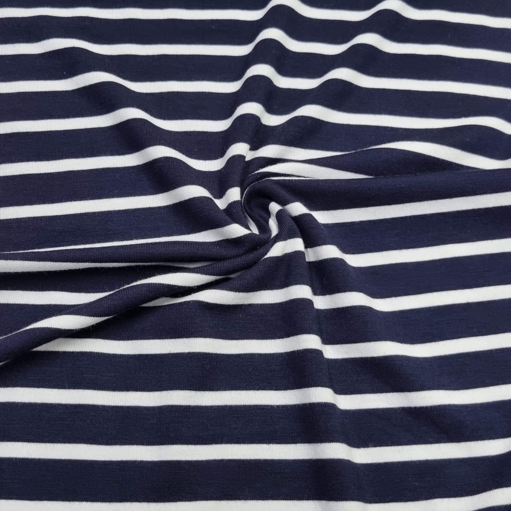 Navy Blue And White Striped Fabric