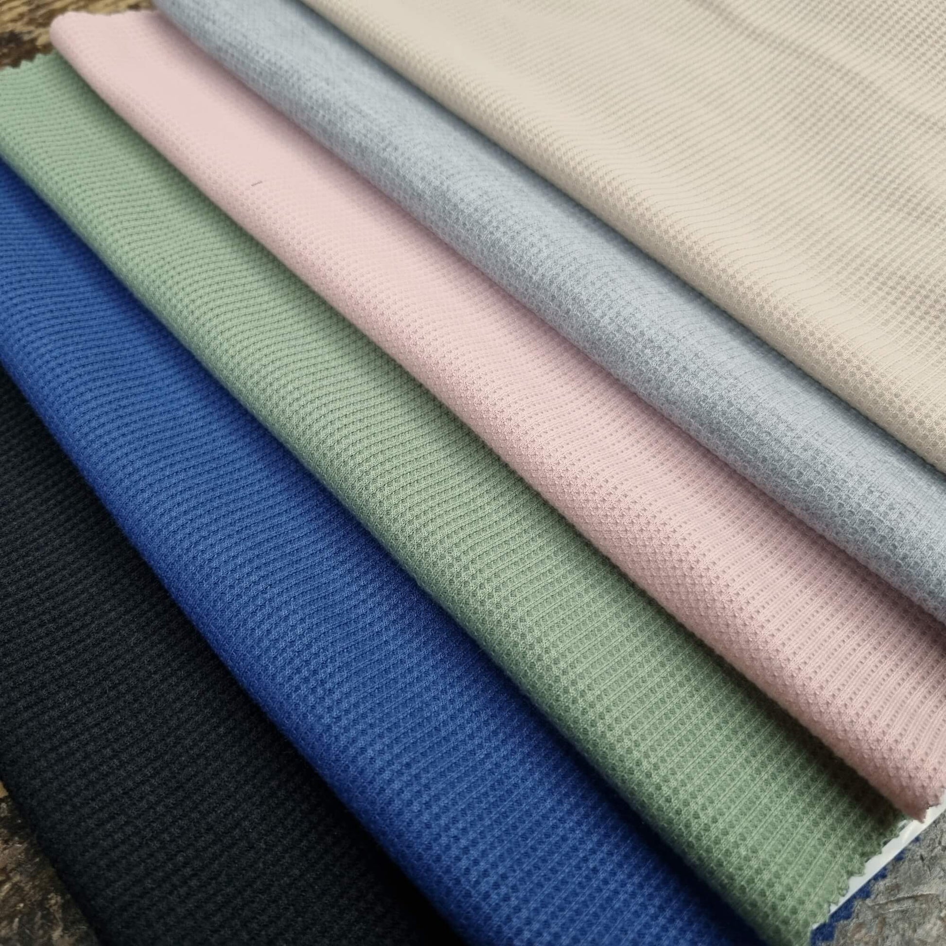 Waffle-textured fabric in varius colors
