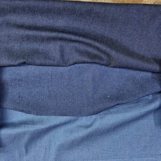 A washed lightweight denim fabric